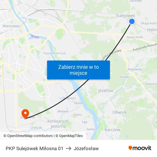 PKP Sulejówek Miłosna 01 to Józefosław map