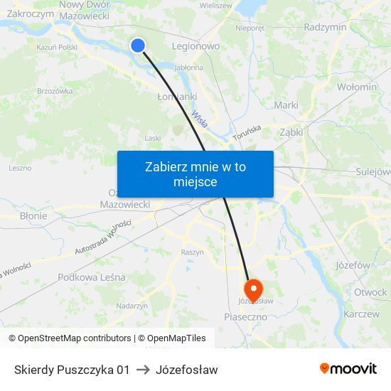 Skierdy Puszczyka 01 to Józefosław map