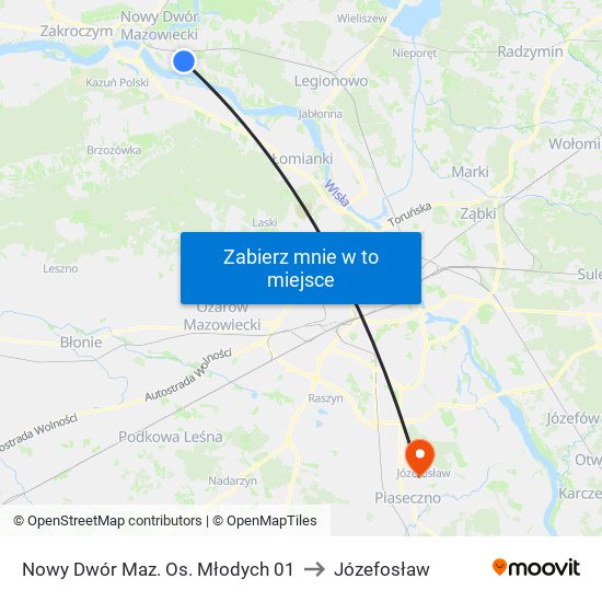 Nowy Dwór Mazowiecki Os. Młodych to Józefosław map