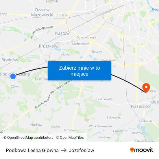 Podkowa Leśna Główna to Józefosław map