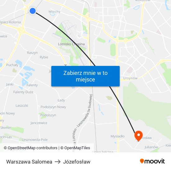 Warszawa Salomea to Józefosław map