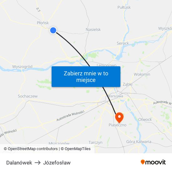 Dalanówek to Józefosław map