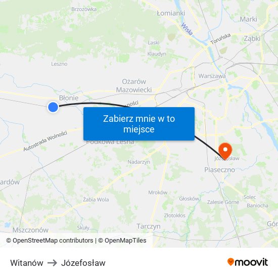 Witanów to Józefosław map