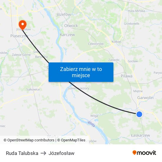 Ruda Talubska to Józefosław map