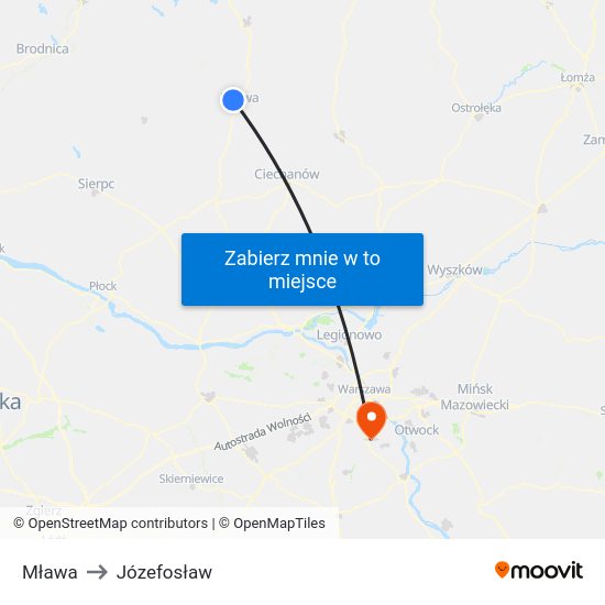 Mława to Józefosław map