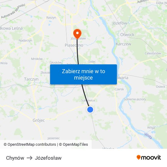 Chynów to Józefosław map