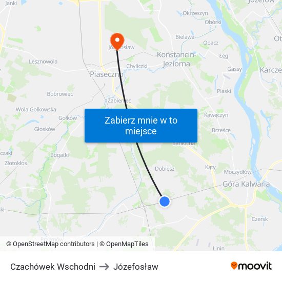 Czachówek Wschodni to Józefosław map