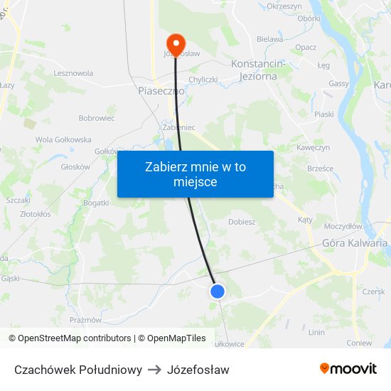 Czachówek Południowy to Józefosław map