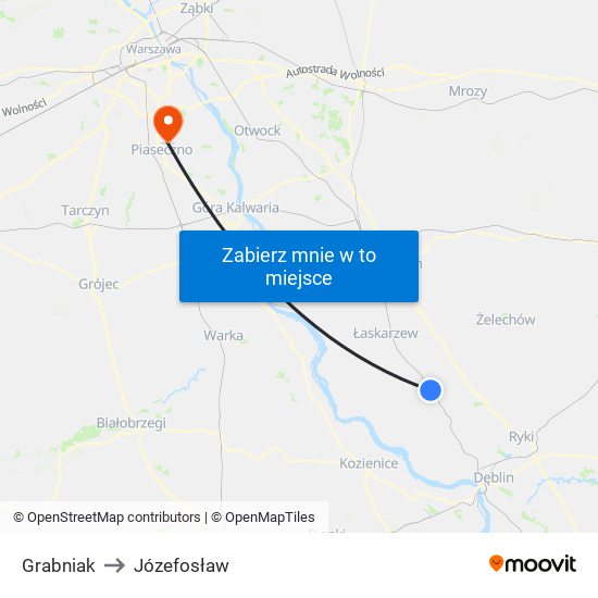 Grabniak to Józefosław map