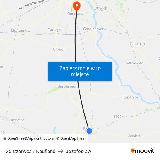 25 Czerwca / Kaufland to Józefosław map