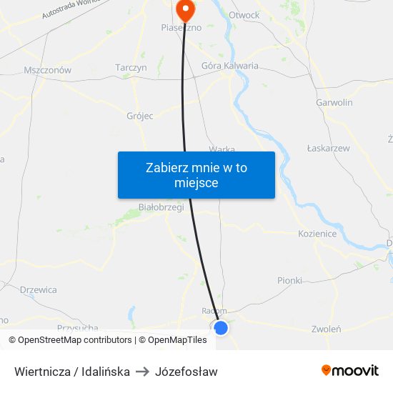 Wiertnicza / Idalińska to Józefosław map