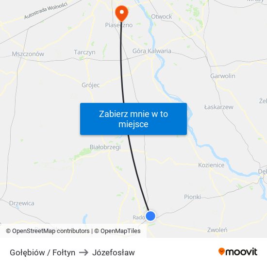 Gołębiów / Fołtyn to Józefosław map