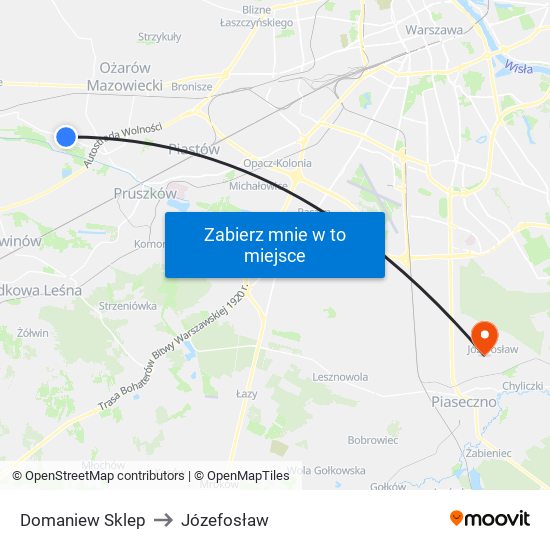 Domaniew Sklep to Józefosław map