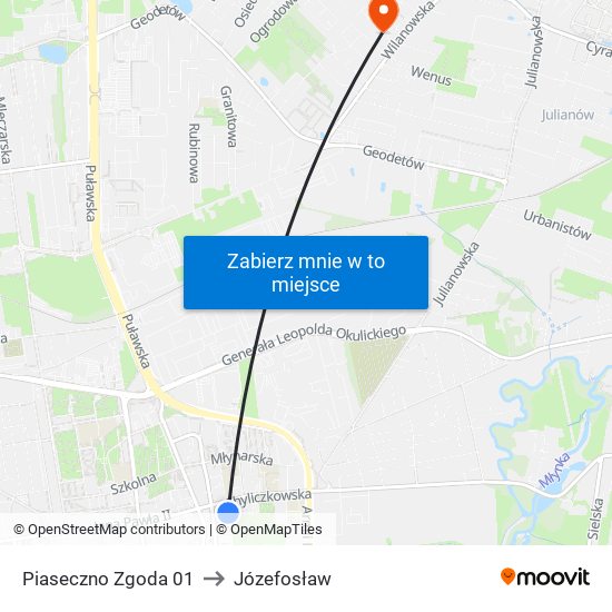 Piaseczno Zgoda 01 to Józefosław map