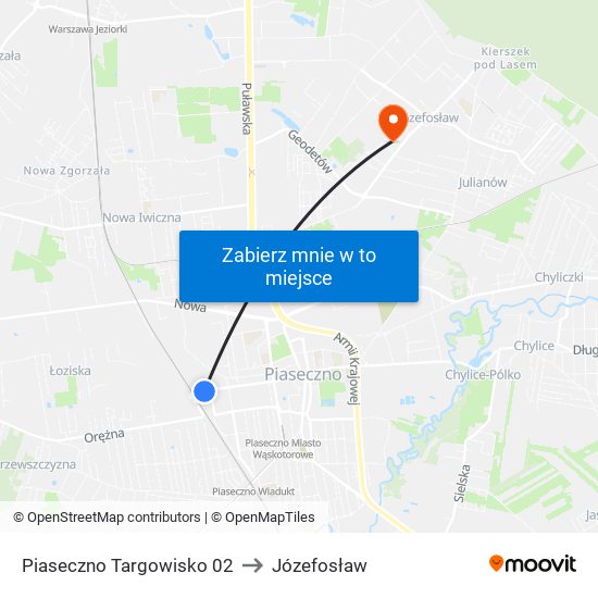 Piaseczno Targowisko 02 to Józefosław map