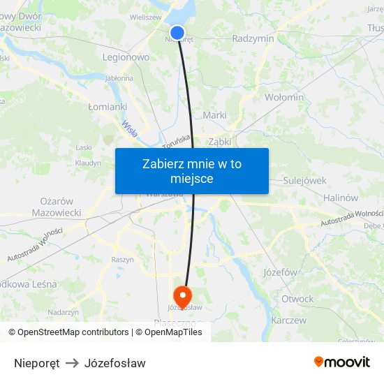 Nieporęt to Józefosław map