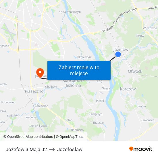 Józefów 3 Maja 02 to Józefosław map