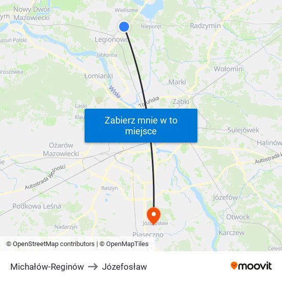 Michałów-Reginów to Józefosław map