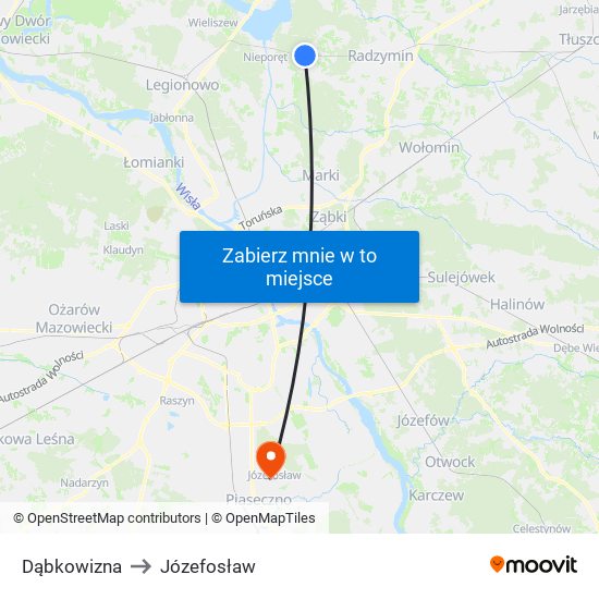 Dąbkowizna to Józefosław map