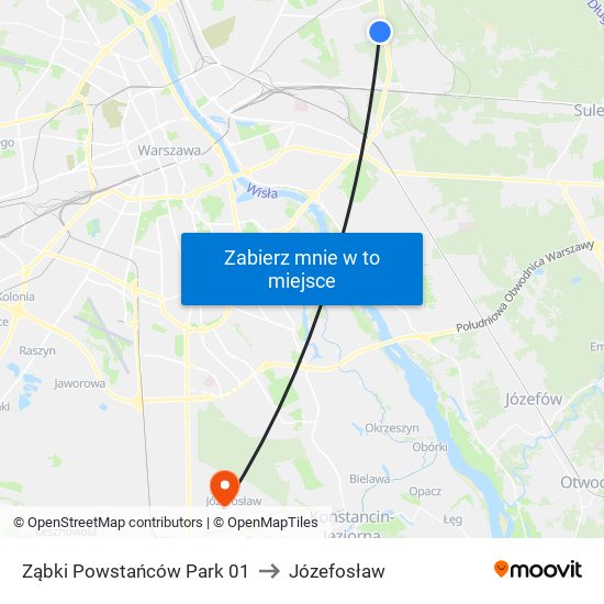 Ząbki Powstańców Park 01 to Józefosław map