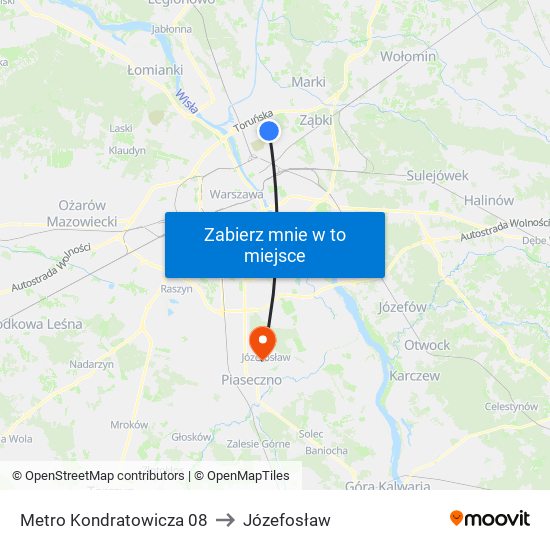 Metro Kondratowicza 08 to Józefosław map