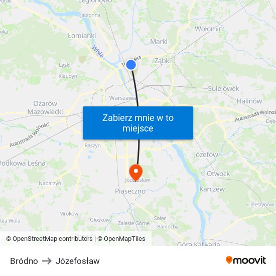 Bródno to Józefosław map