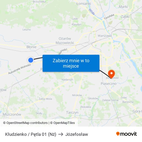 Kłudzienko / Pętla 01 (Nż) to Józefosław map