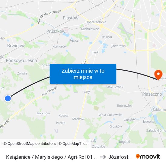 Książenice / Marylskiego / Agri-Rol 01 (Nż) to Józefosław map