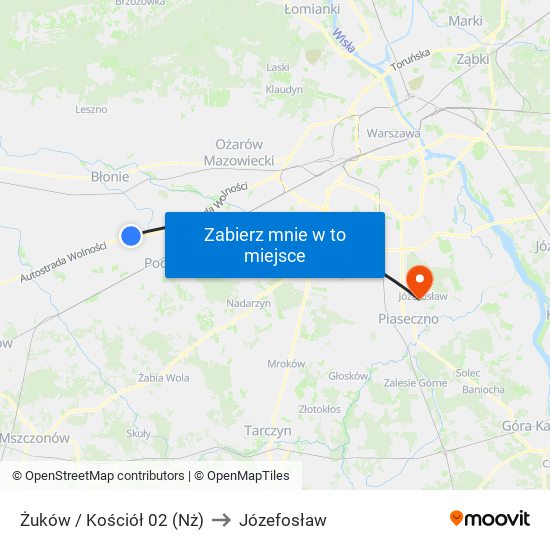 Żuków / Kościół 02 (Nż) to Józefosław map