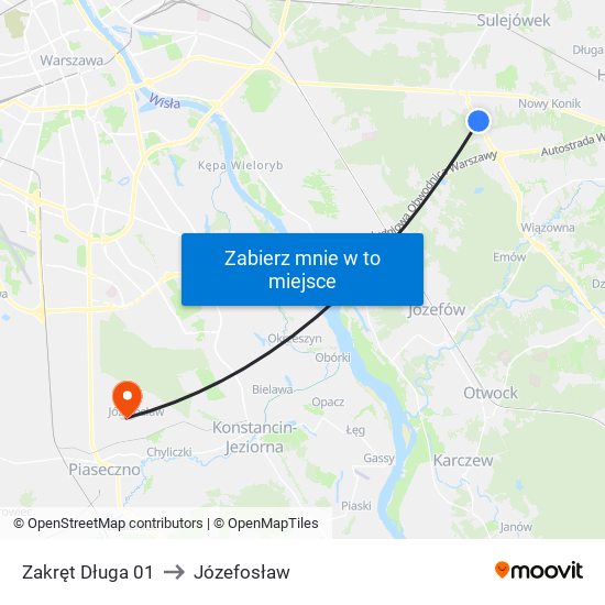 Zakręt Długa 01 to Józefosław map