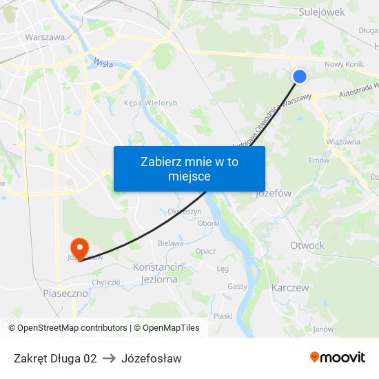 Zakręt Długa 02 to Józefosław map