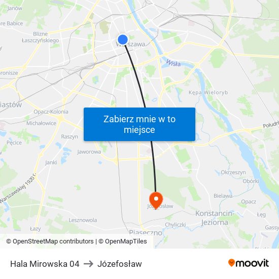 Hala Mirowska 04 to Józefosław map