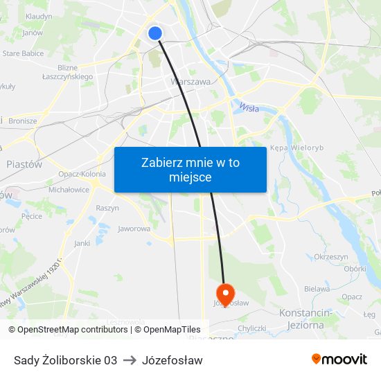 Sady Żoliborskie 03 to Józefosław map