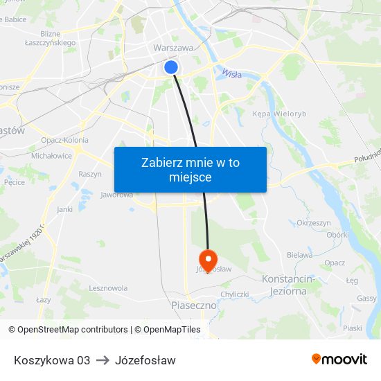 Koszykowa 03 to Józefosław map