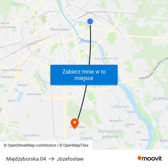 Międzyborska 04 to Józefosław map