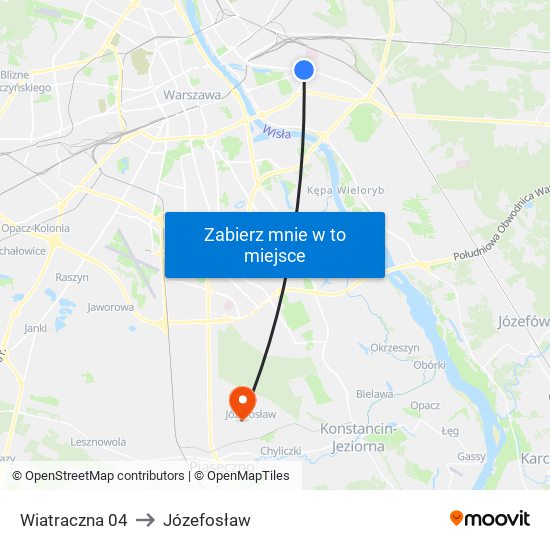 Wiatraczna to Józefosław map