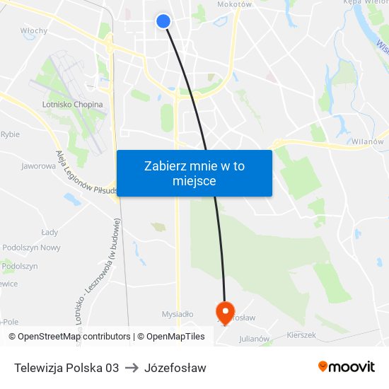 Telewizja Polska 03 to Józefosław map