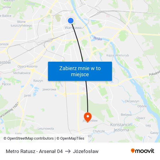 Metro Ratusz - Arsenał 04 to Józefosław map