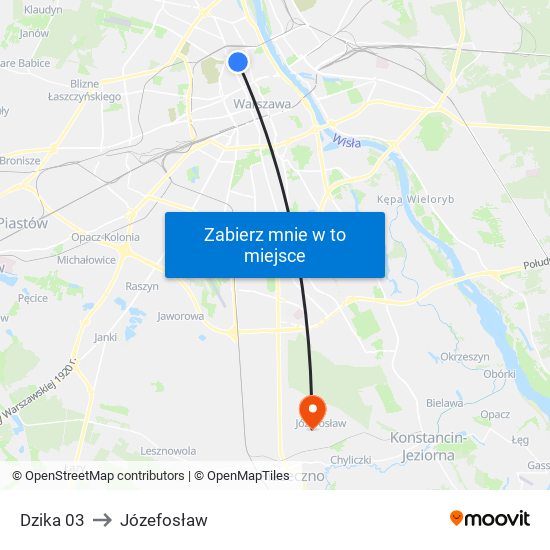 Dzika 03 to Józefosław map