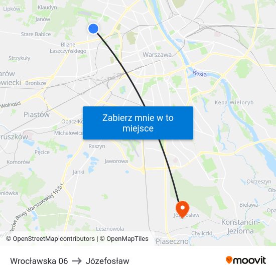 Wrocławska 06 to Józefosław map