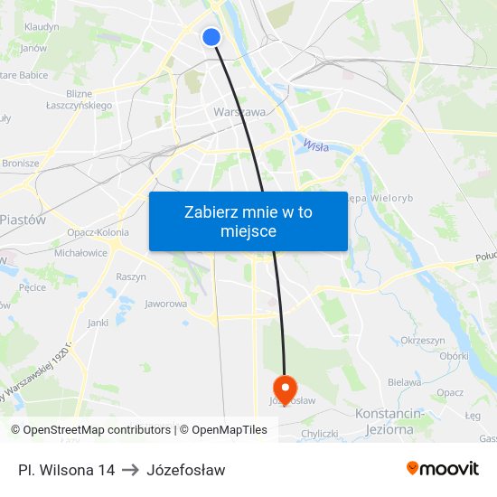 Pl. Wilsona to Józefosław map