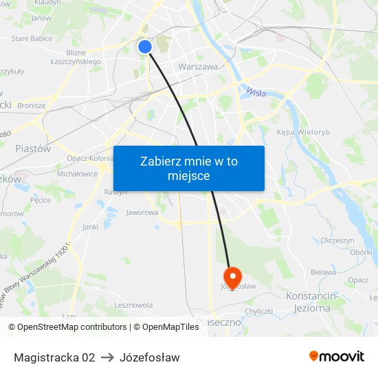 Magistracka 02 to Józefosław map