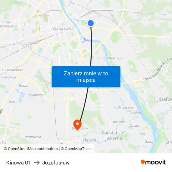 Kinowa 01 to Józefosław map