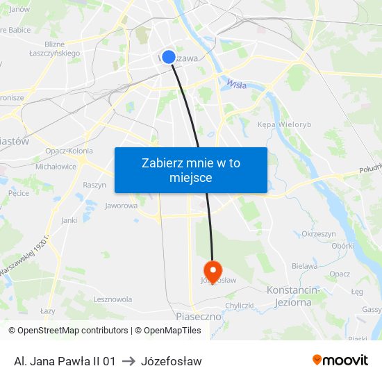 Al. Jana Pawła II 01 to Józefosław map