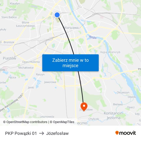 PKP Powązki 01 to Józefosław map