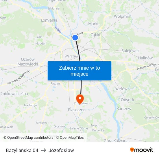 Bazyliańska to Józefosław map