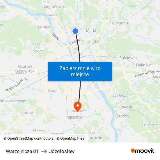 Warzelnicza 01 to Józefosław map