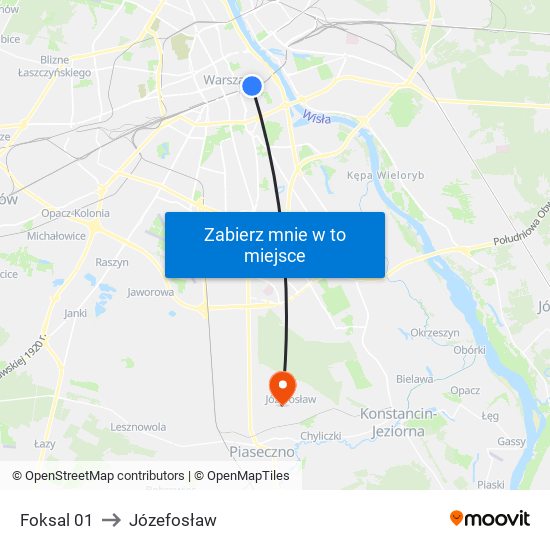 Foksal 01 to Józefosław map