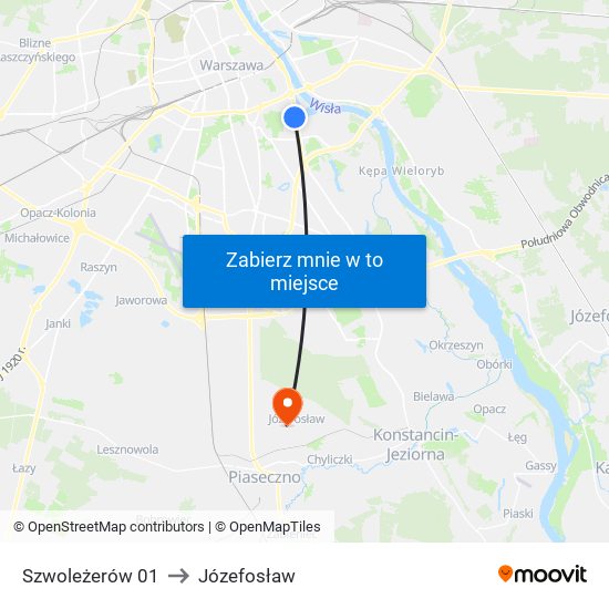 Szwoleżerów 01 to Józefosław map