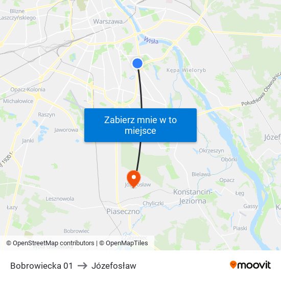 Bobrowiecka 01 to Józefosław map